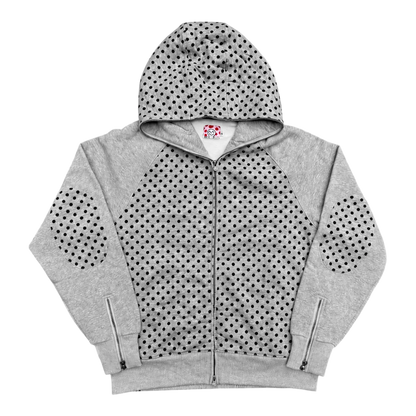 Star Team Polka Dot Full Zip Hoodie - Grey