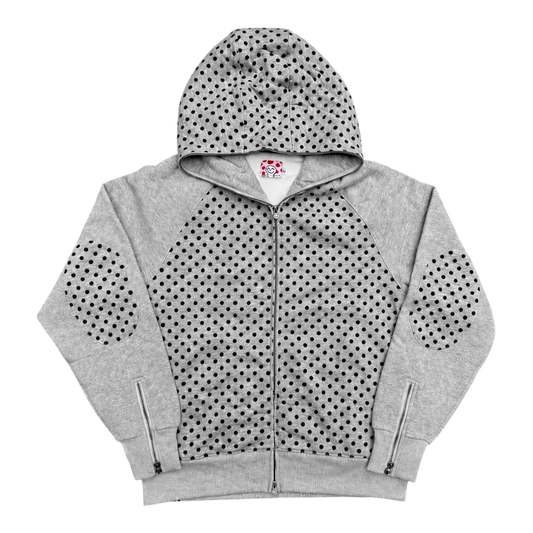 Star Team Polka Dot Full Zip Hoodie - Grey