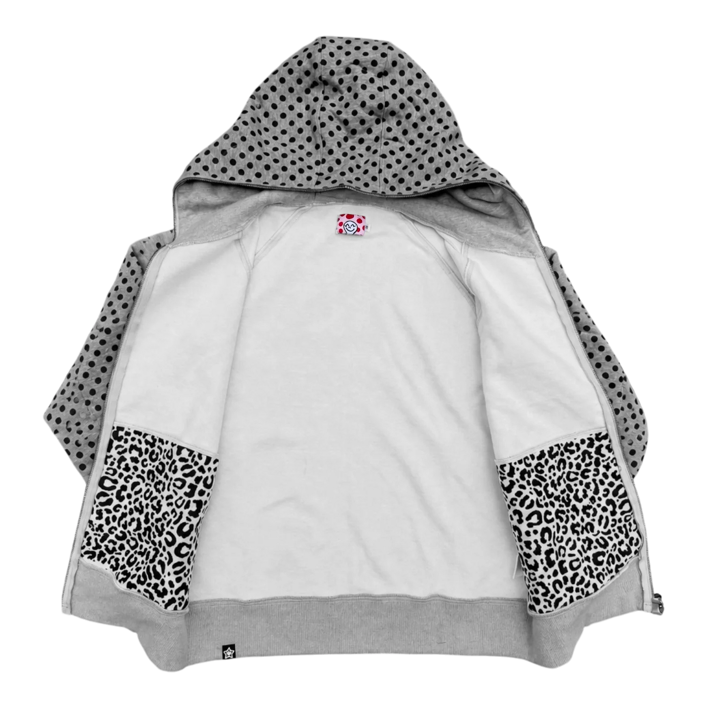 Star Team Polka Dot Full Zip Hoodie - Grey