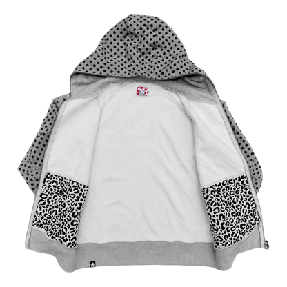 Star Team Polka Dot Full Zip Hoodie - Grey