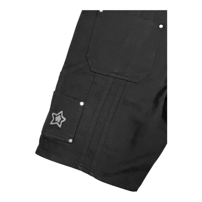 Star Team Double Knee Seam Jean Shorts - Black