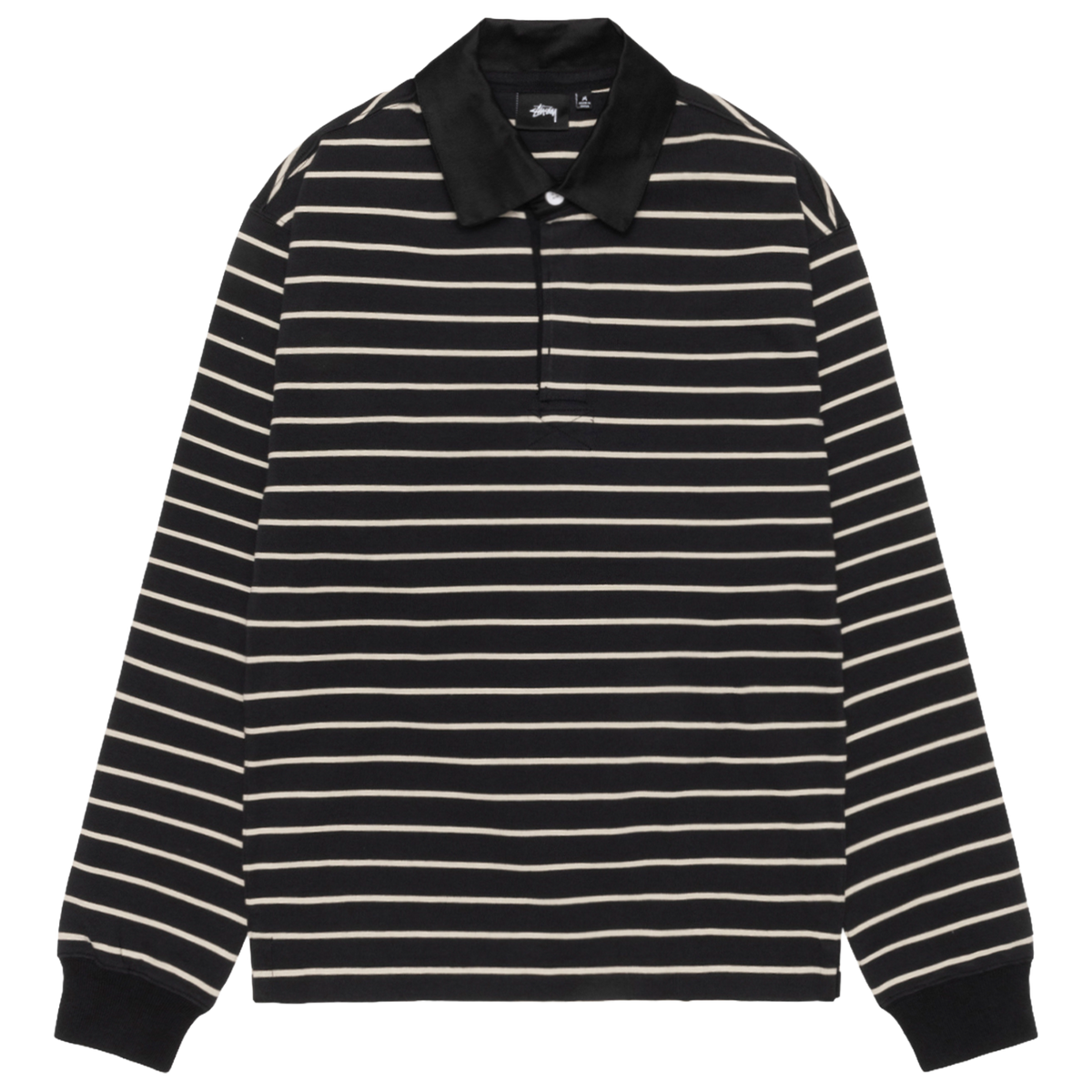 Stussy Pin Striped Rugby Shirt - Black