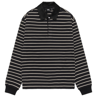 Stussy Pin Striped Rugby Shirt - Black