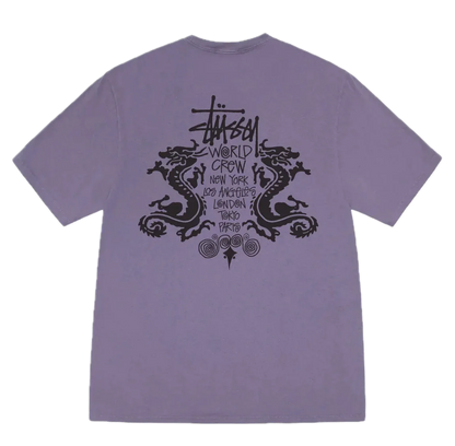 Stussy Double Dragon Pigment Dyed Tee - Grape
