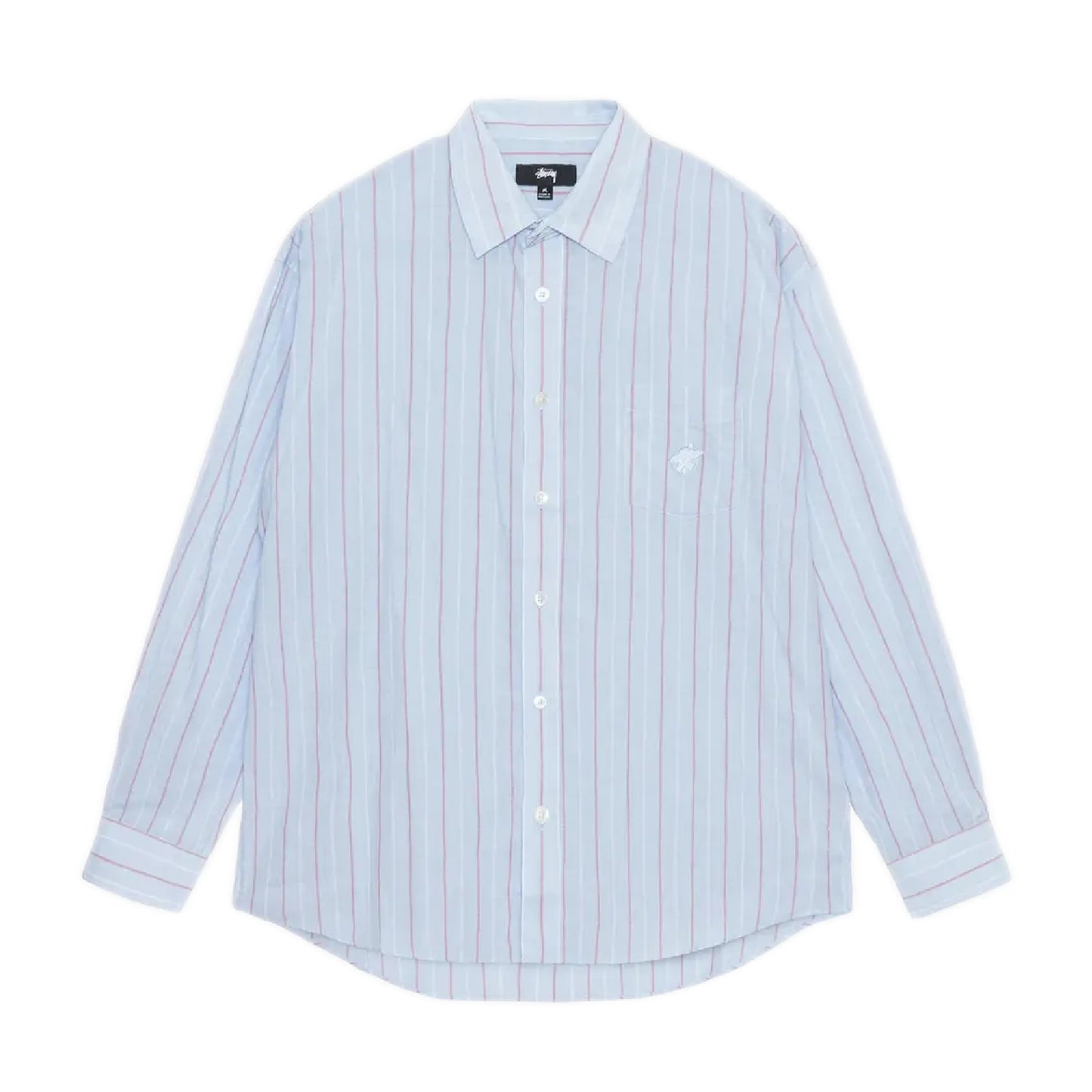 Stussy Classic Striped Cotton Linen Shirt - Light Blue