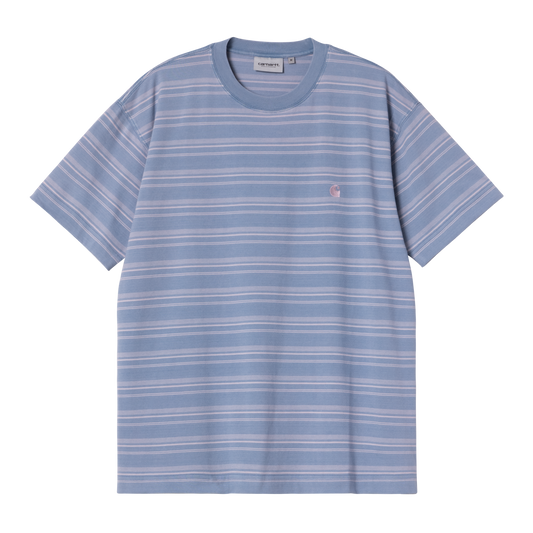 Carhartt WIP Brodine Stripe Tee - Sorrent Indigo Overdyed