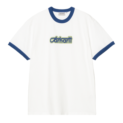 Carhartt WIP Connection Script Ringer Tee - White/Wolfsbane Heavy Enzyme Wash