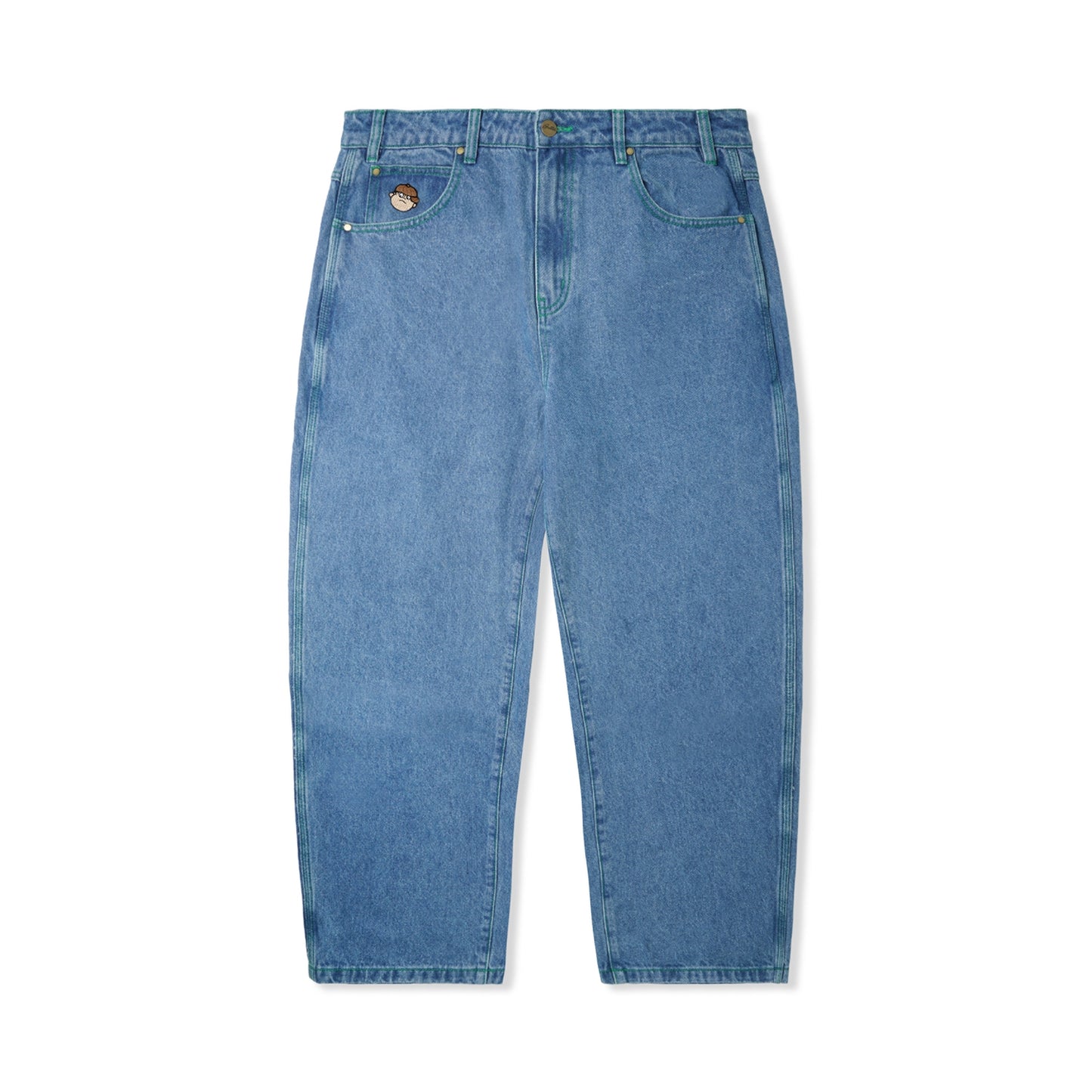 Butter Goods Santosuosso Denim Jeans - Washed Indigo (Green Stitching)