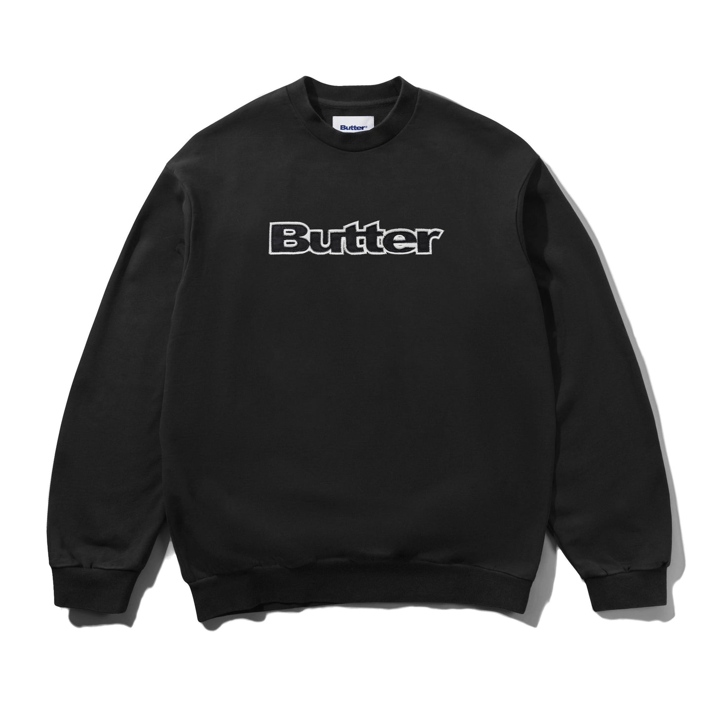 Butter Goods Satin Applique Logo Crewneck - Black