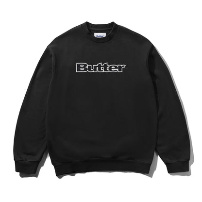 Butter Goods Satin Applique Logo Crewneck - Black