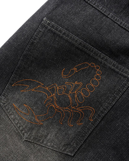 Butter Goods Scorpion Stitch Denim Shorts - Slub Black