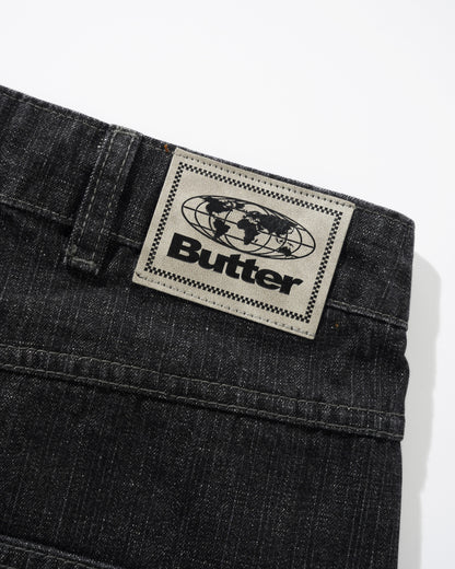 Butter Goods Scorpion Stitch Denim Shorts - Slub Black