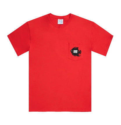 Sci-Fi Fantasy Fish Pocket Tee - Red