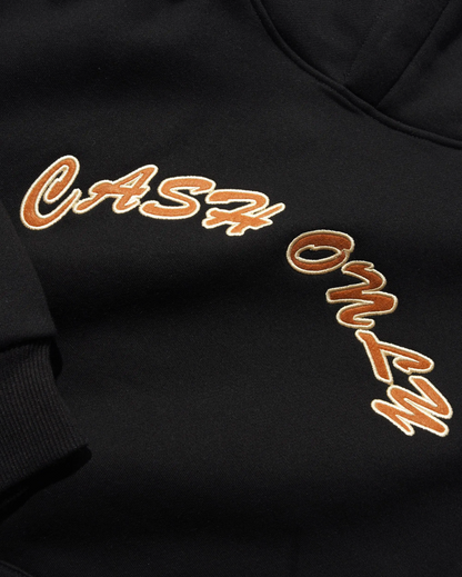Cash Only Felt Applique Logo Hoodie - Black