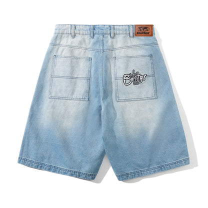 Butter Goods Scribble Denim Shorts - Faded Light Blue