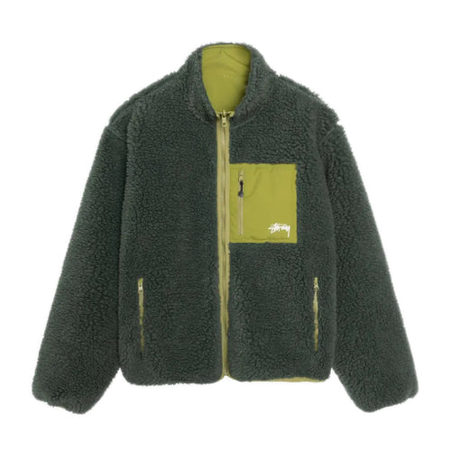 Stussy Sherpa Reversible Jacket - Dark Green