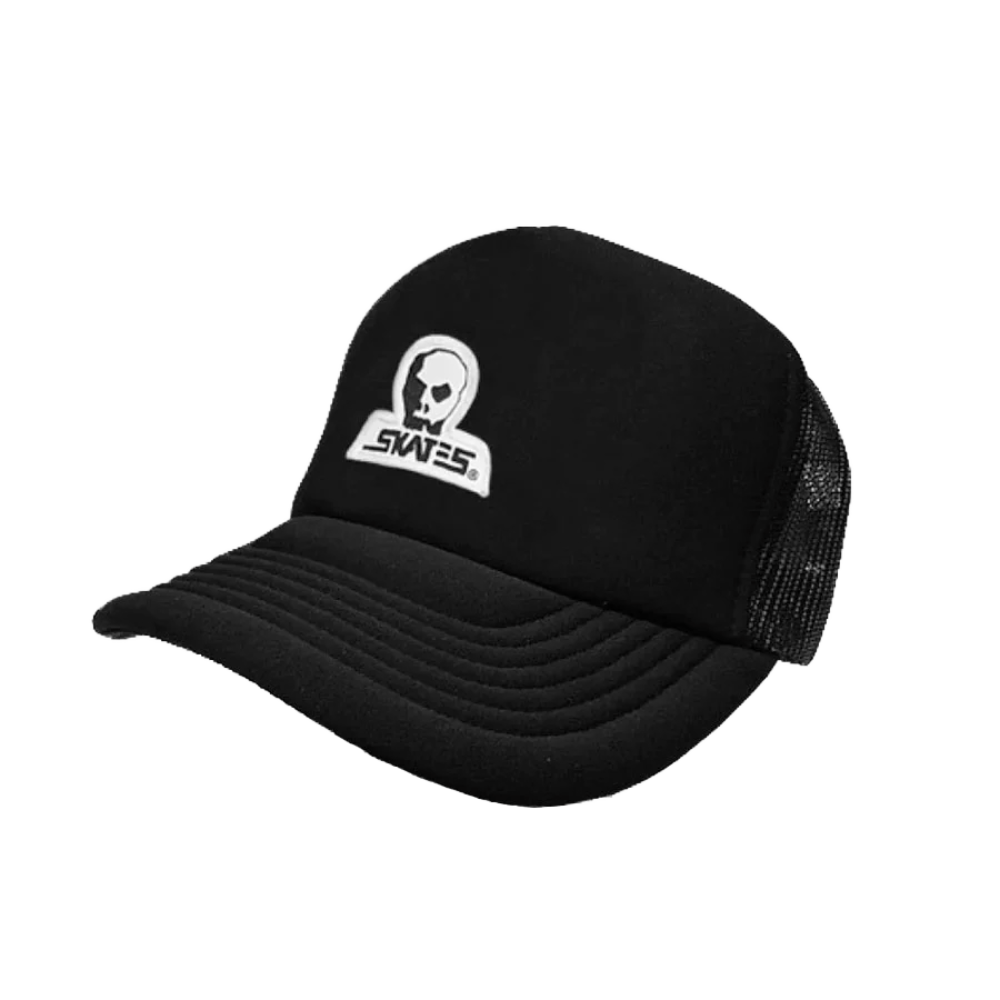 Skull Skates Small Diecut Patch Logo Foam Mesh Trucker Cap - Black