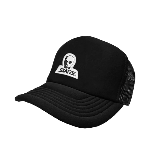 Skull Skates Small Diecut Patch Logo Foam Mesh Trucker Cap - Black