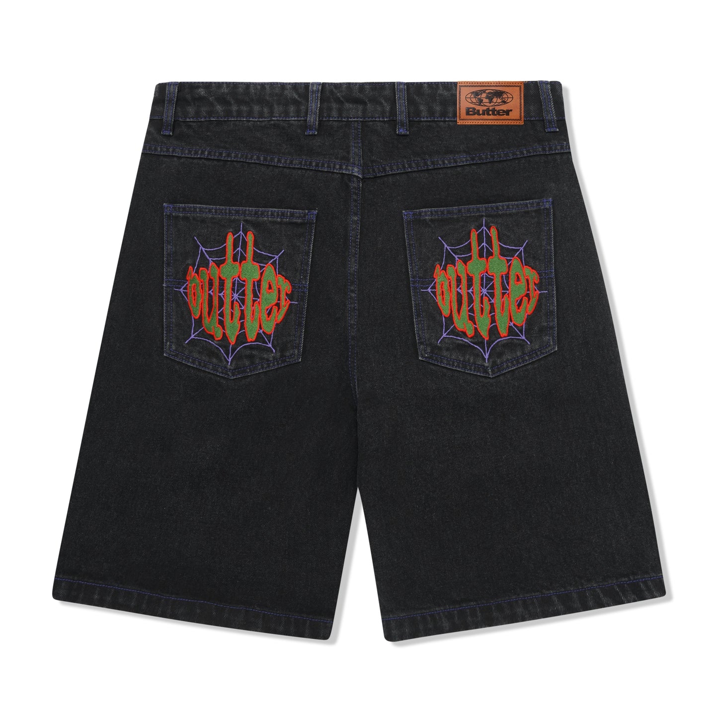 Butter Goods Spider Denim Shorts - Washed Black