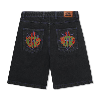 Butter Goods Spider Denim Shorts - Washed Black