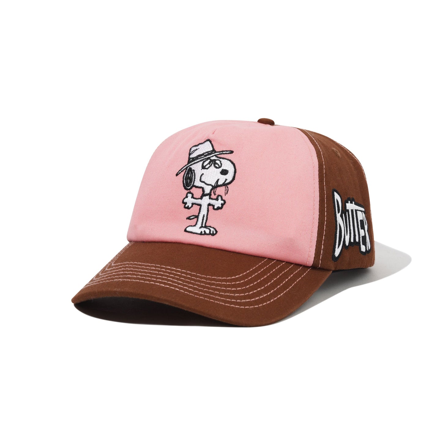 Butter Goods x Peanuts Spike 5 Panel Cap - Brown/Light Pink