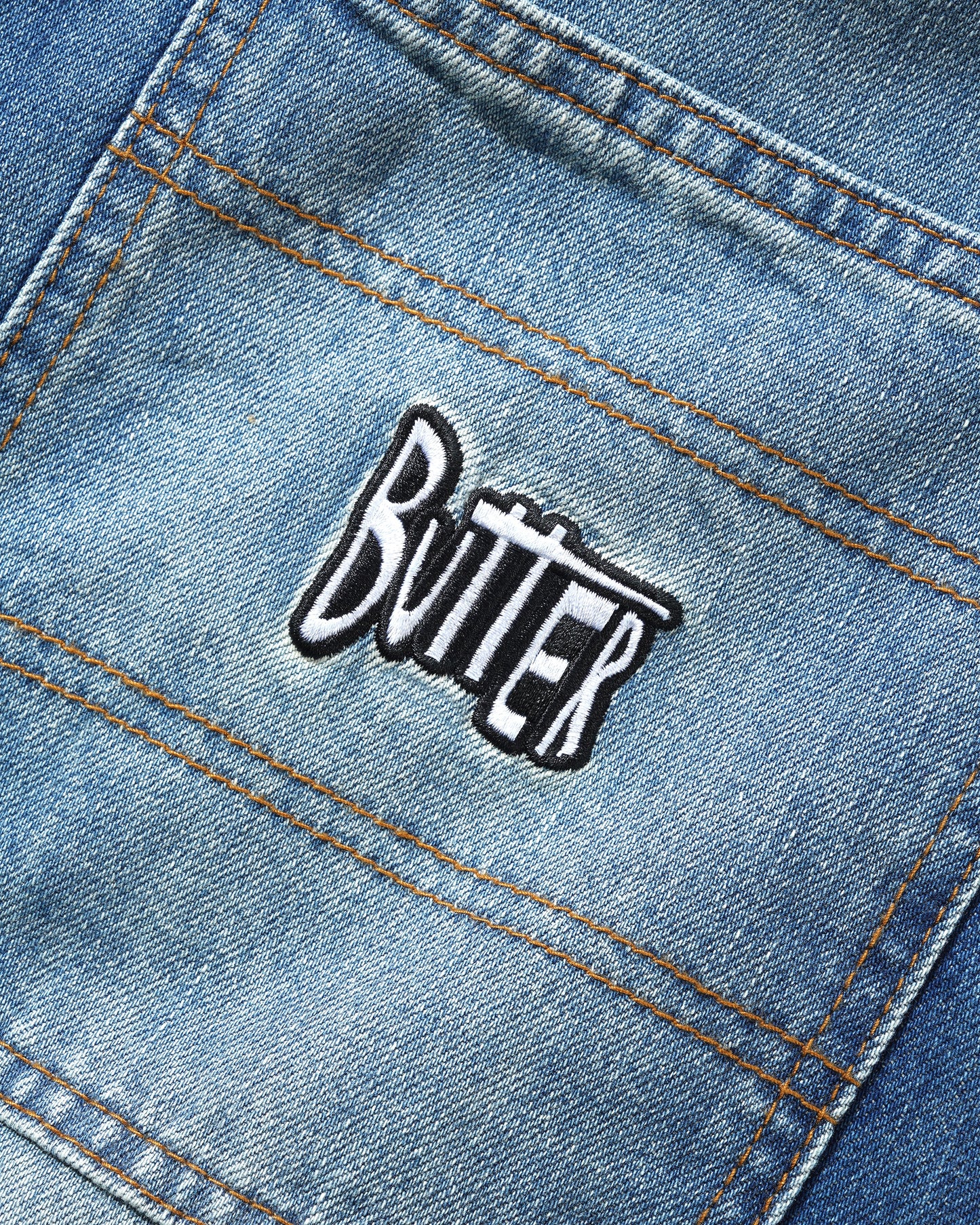 Butter Goods x Peanuts Spike Work Shorts - Distressed Indigo