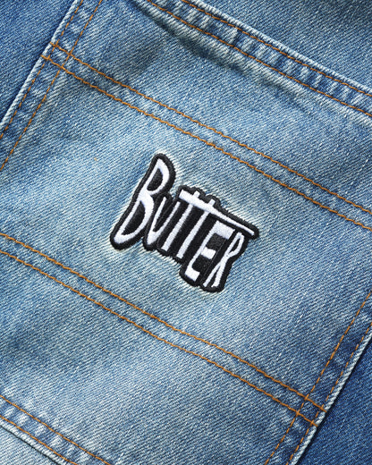 Butter Goods x Peanuts Spike Work Shorts - Distressed Indigo