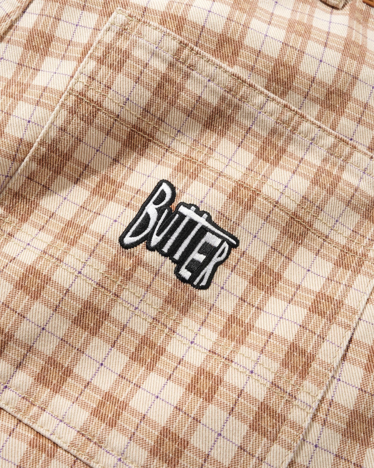 Butter Goods x Peanuts Spike Work Shorts - Sandstone Plaid