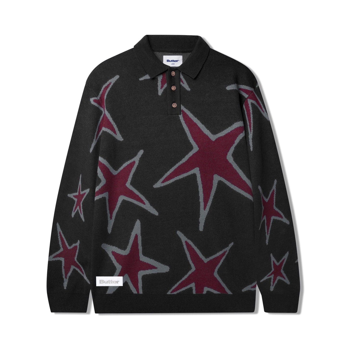 Butter Goods Star Polo Knit Sweater - Black