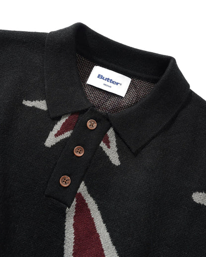 Butter Goods Star Polo Knit Sweater - Black