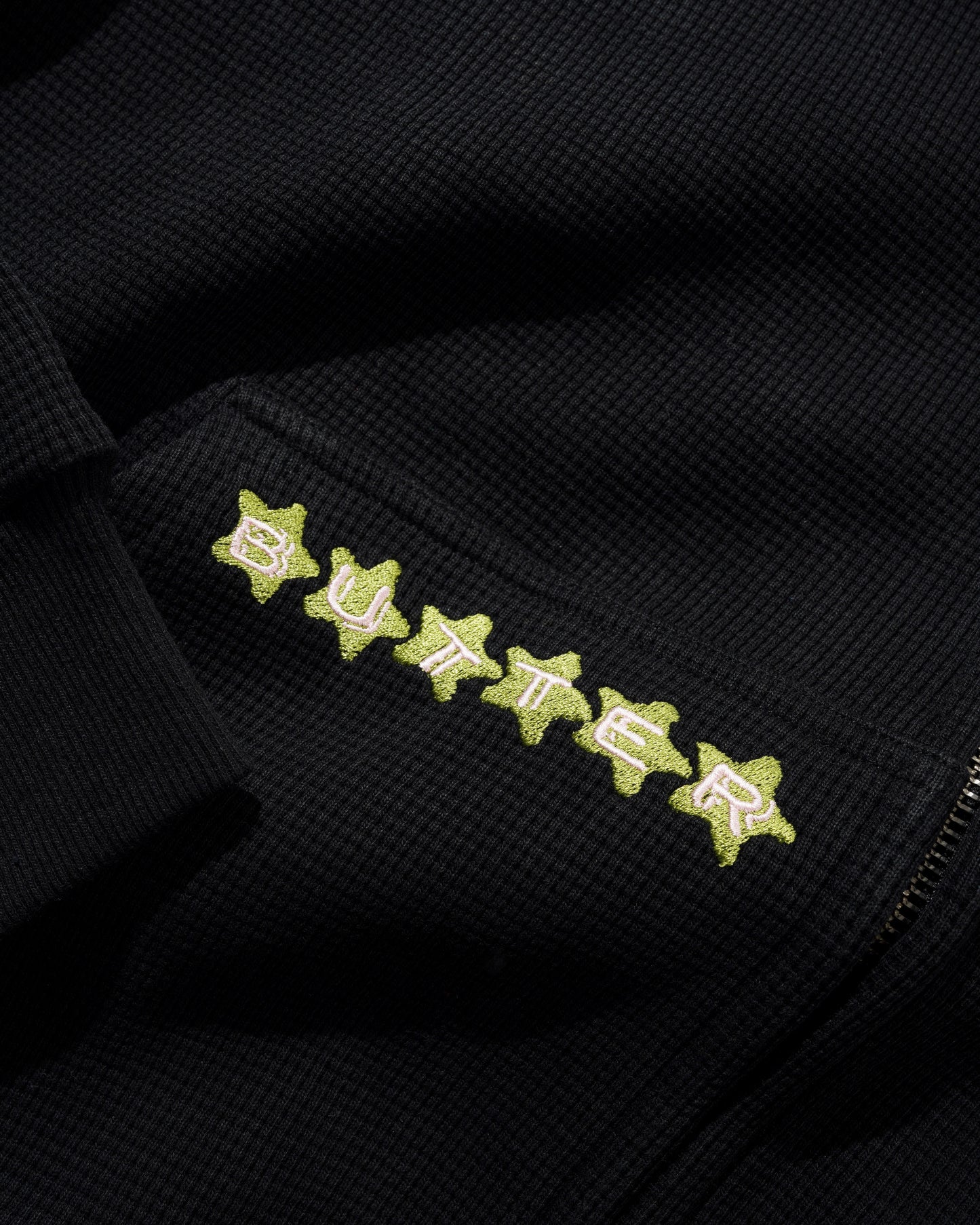 Butter Goods Stars Waffle Zip Up Hoodie - Black