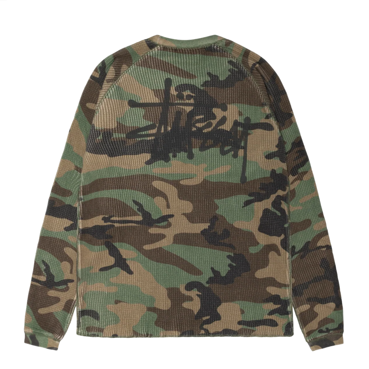 Stussy Raglan Thermal Longsleeve - Woodland Camo