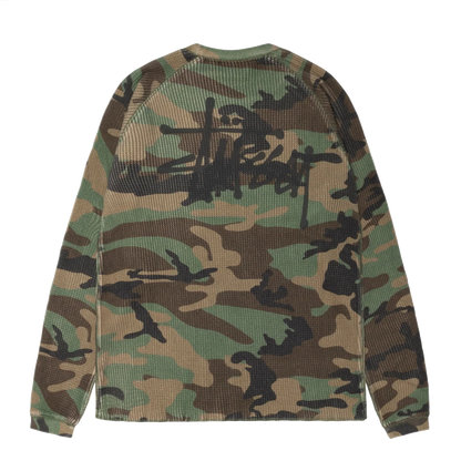 Stussy Raglan Thermal Longsleeve - Woodland Camo