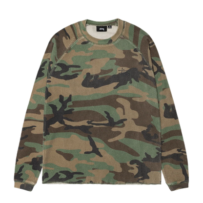 Stussy Raglan Thermal Longsleeve - Woodland Camo