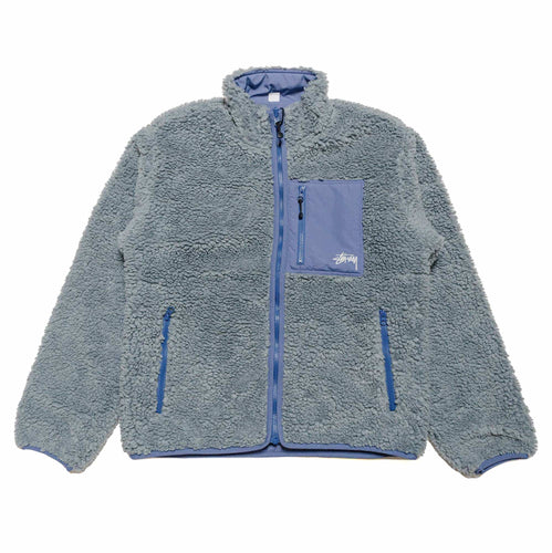 Stussy Sherpa Reversible Jacket - Blue Stone