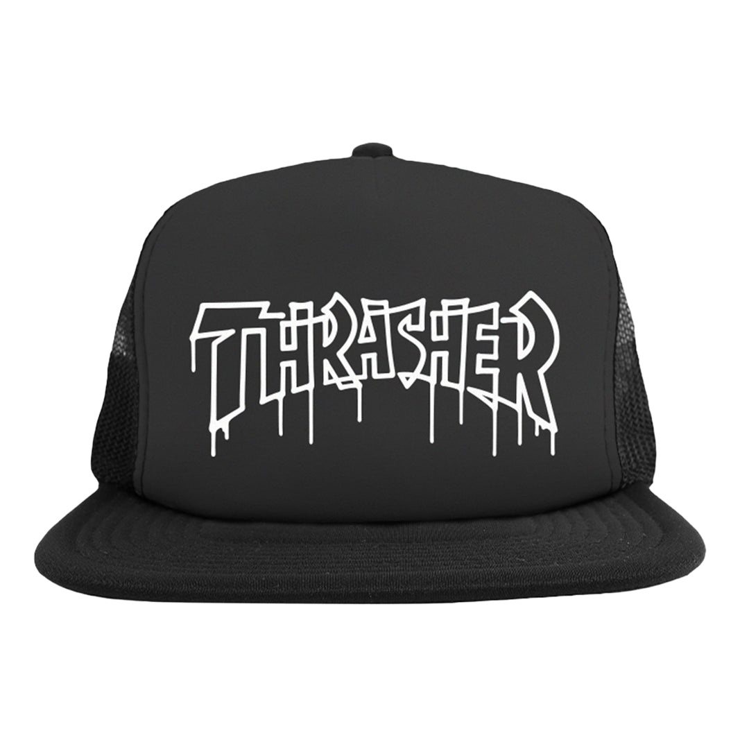 Thrasher One-Liner Trucker Hat - Black/Black