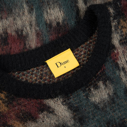 Dime Plaid Mohair Knit Sweater - Black