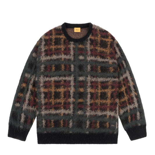 Dime Plaid Mohair Knit Sweater - Black