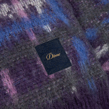 Dime Plaid Mohair Knit Sweater - Purple