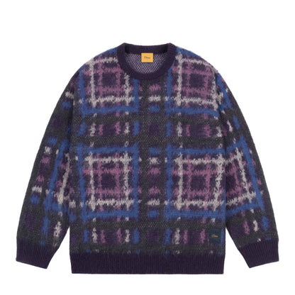 Dime Plaid Mohair Knit Sweater - Purple