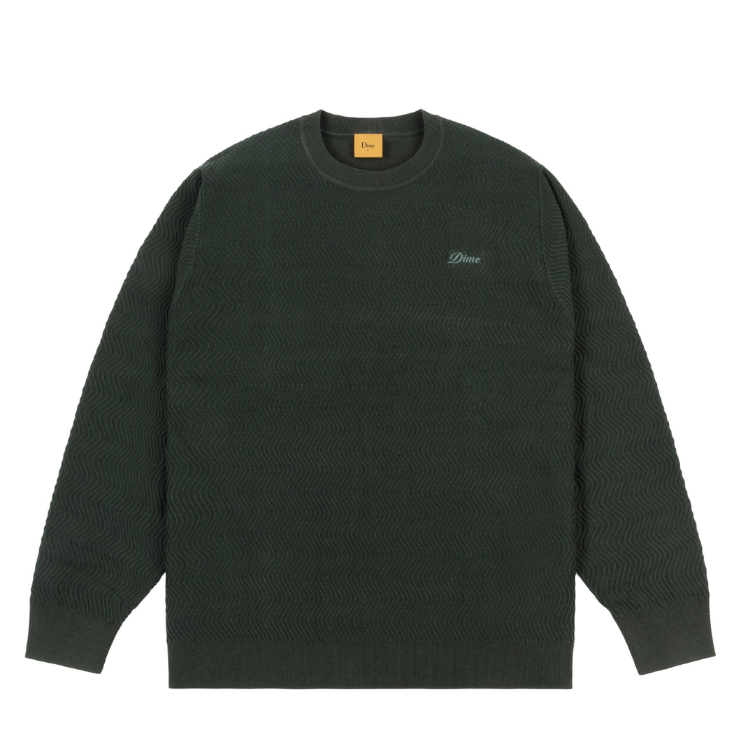 Dime Wave Cable Knit Sweater - Forest