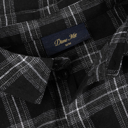 Dime Plaid Flannel Shirt - Black
