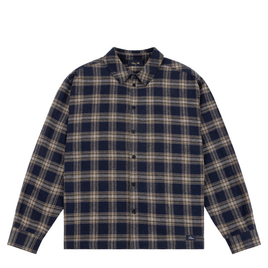 Dime Plaid Flannel Shirt - Navy