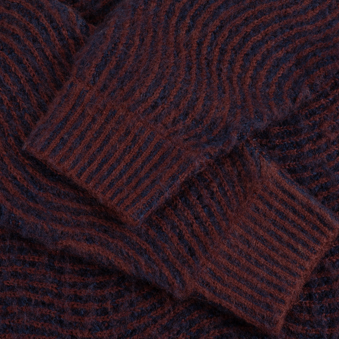 Dime Mohair Wave Knit Sweater - Burgundy
