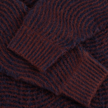 Dime Mohair Wave Knit Sweater - Burgundy