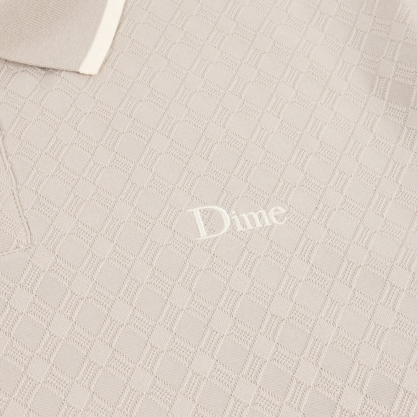 Dime Jacquard Longsleeve Polo - Beige