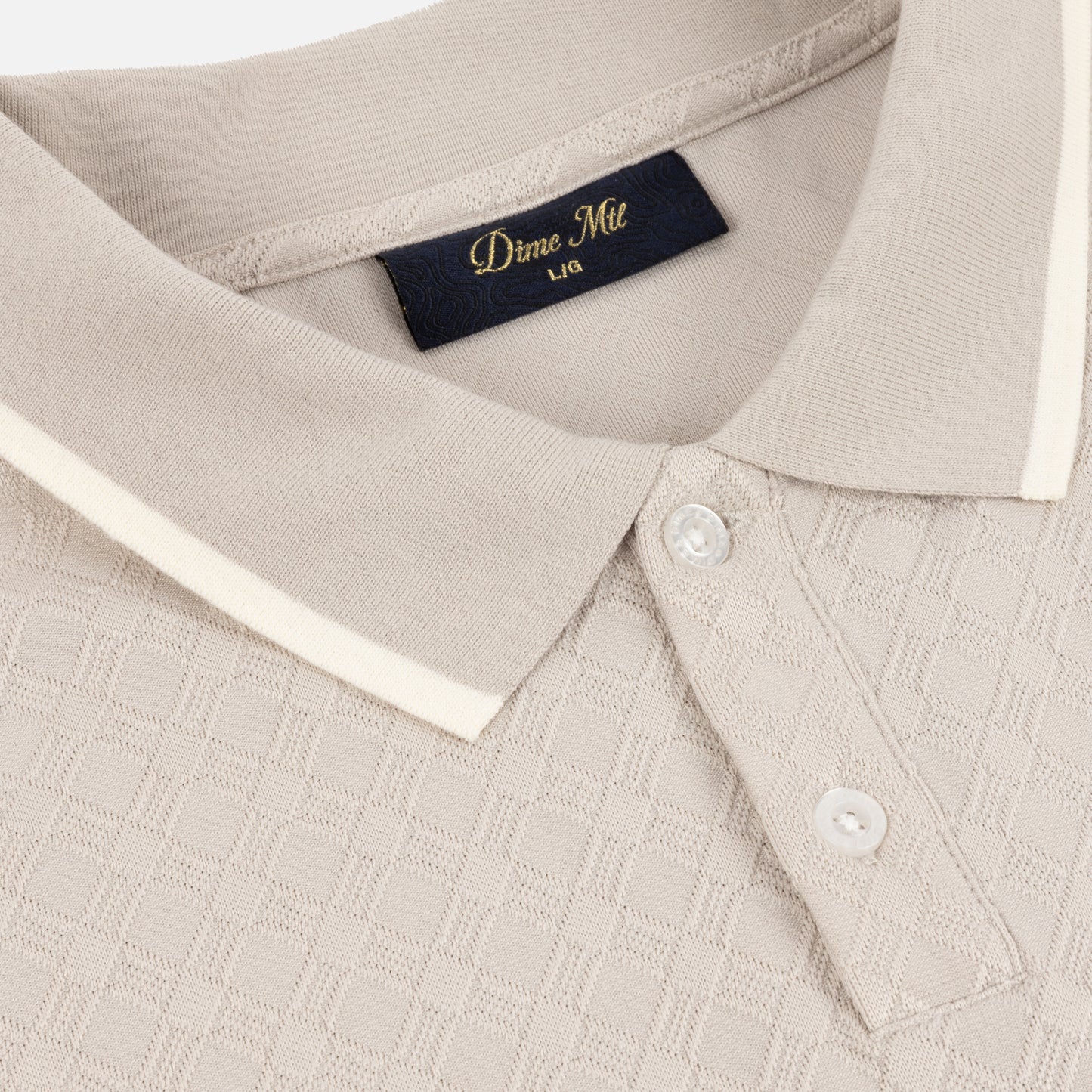 Dime Jacquard Longsleeve Polo - Beige