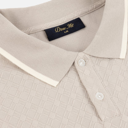 Dime Jacquard Longsleeve Polo - Beige