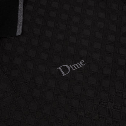 Dime Jacquard Longsleeve Polo - Black