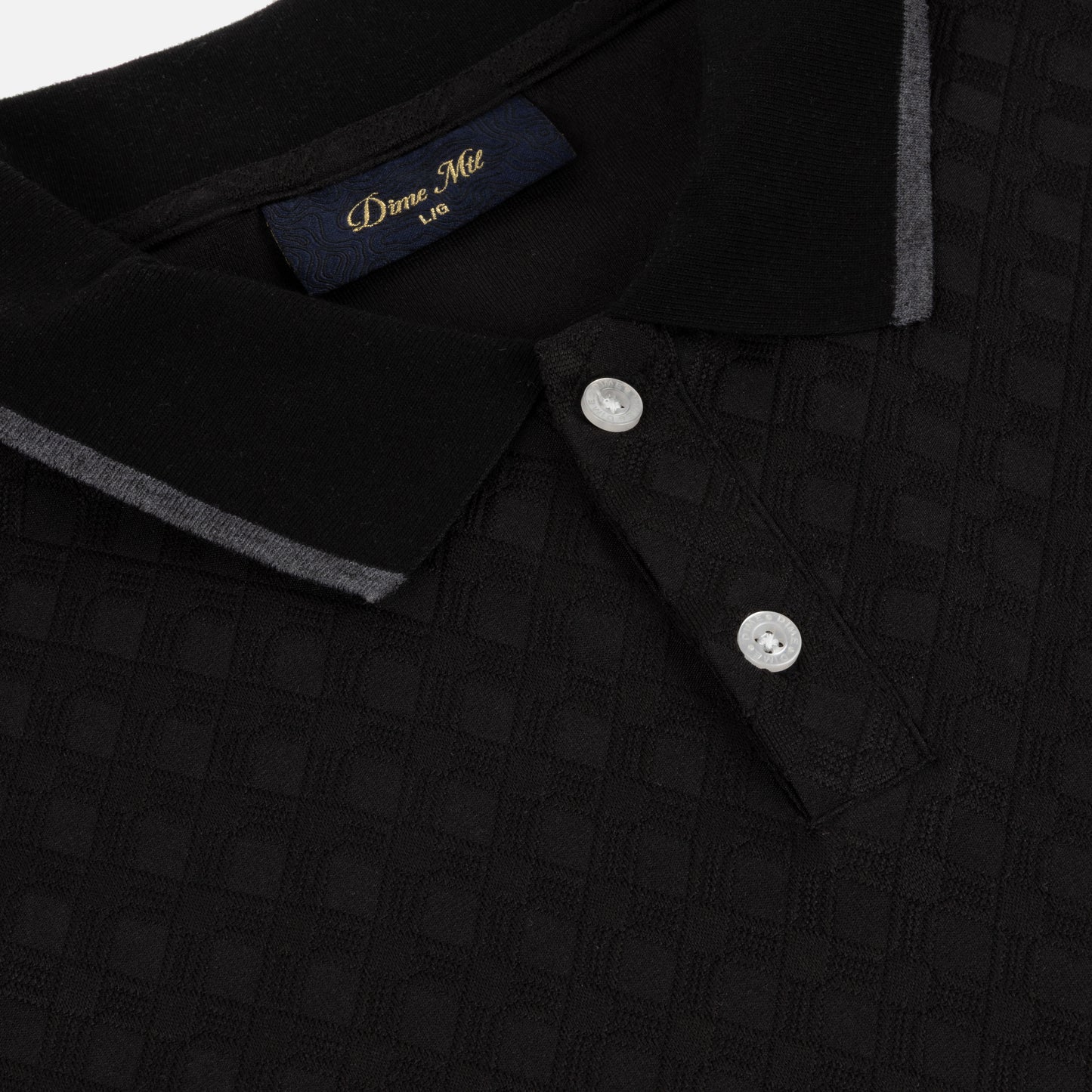 Dime Jacquard Longsleeve Polo - Black